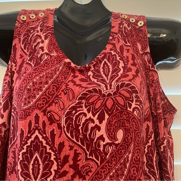 Michael Kors Dark Lipstick Paisley Cold Shoulder Knee-Length Dress. Sz. M - Picture 6 of 8